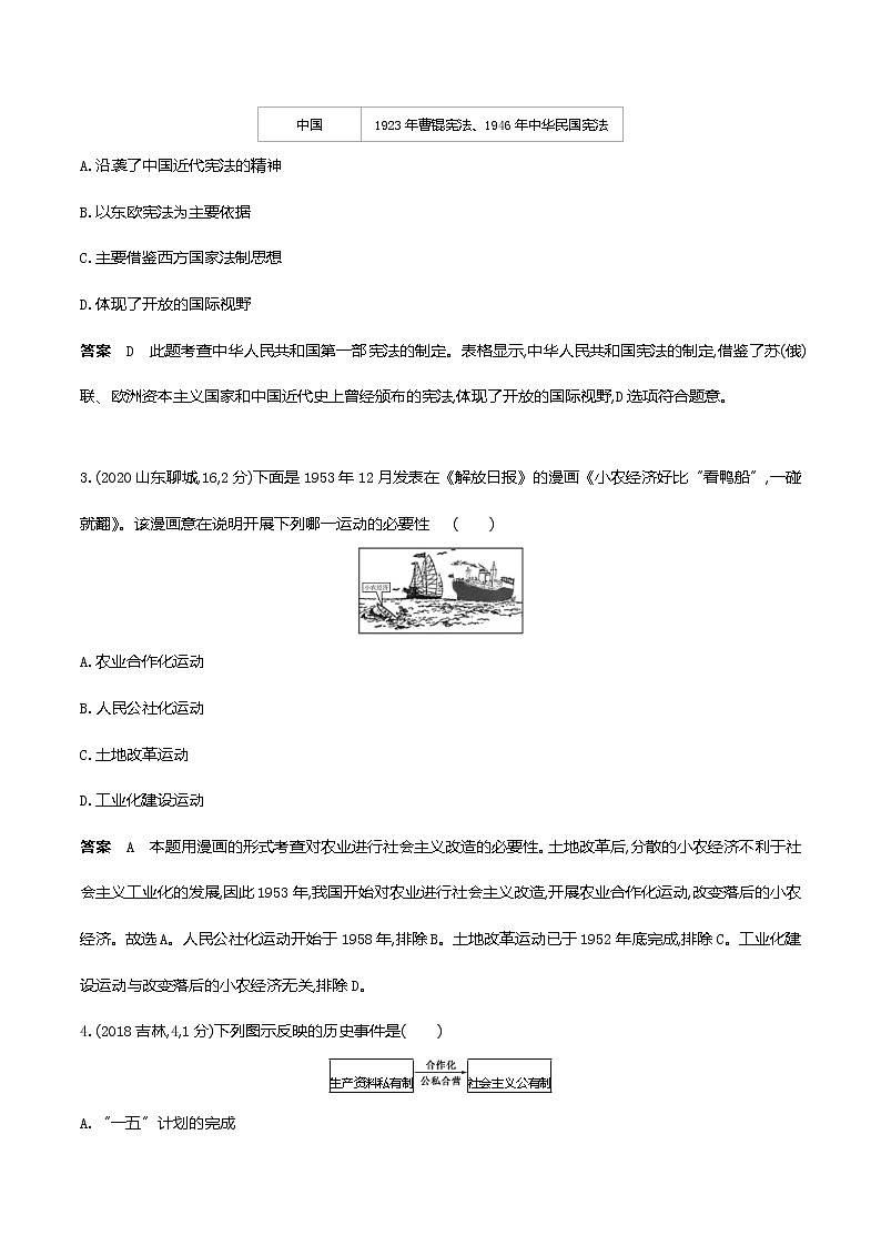 2022届中考历史复习第十三单元 社会主义制度的建立与社会主义建设的探索第2页