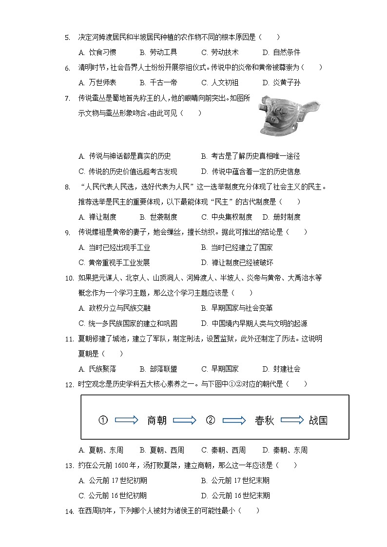 2022-2023学年福建省泉州市晋江市安海片区七年级(上)期中历史试卷(含解析)02