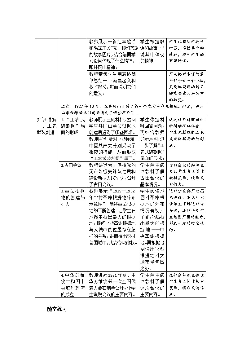 5.16 毛泽东开辟井冈山道路 教案 2022-2023学年部编版八年级历史上册03