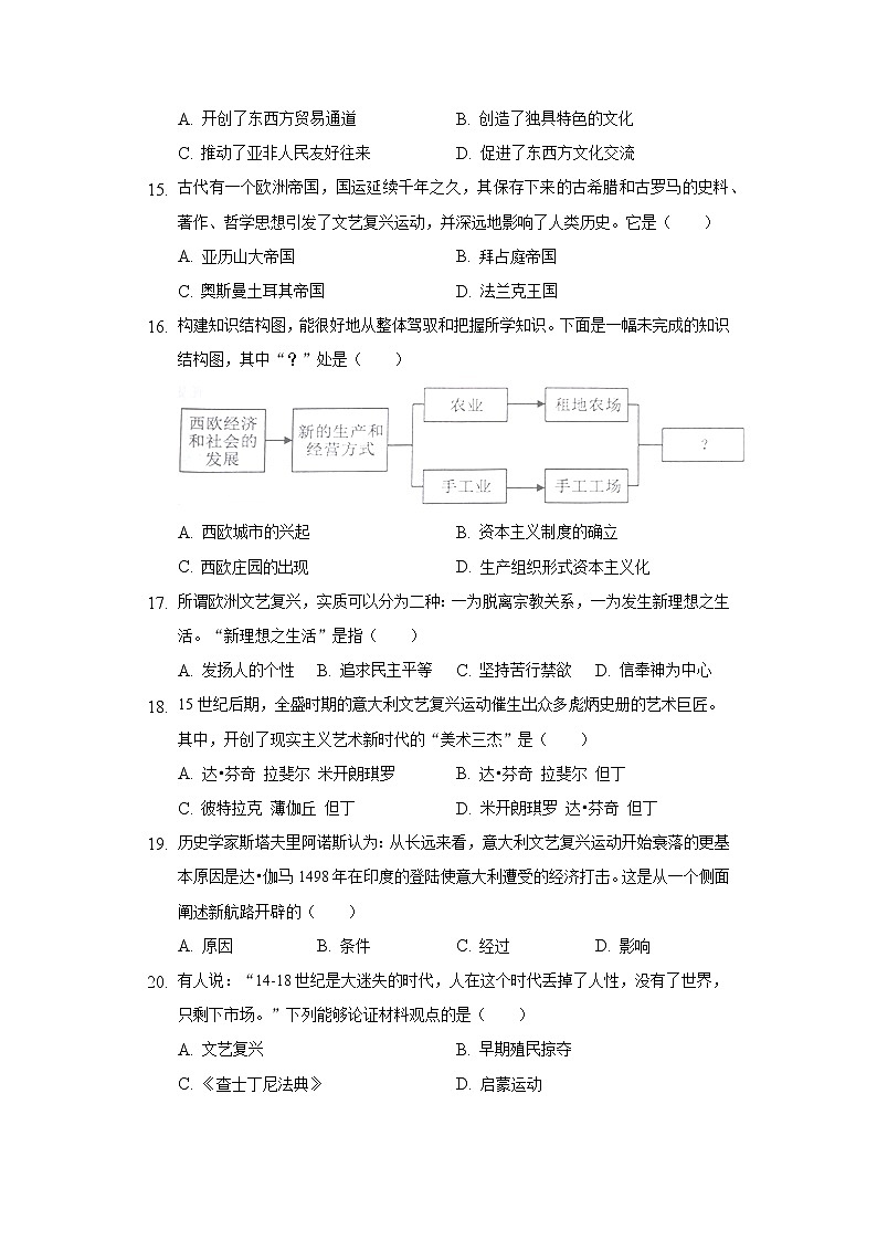 2022-2023学年山东省烟台市芝罘区八年级(上)期中历史试卷(五四学制)(含解析)第3页