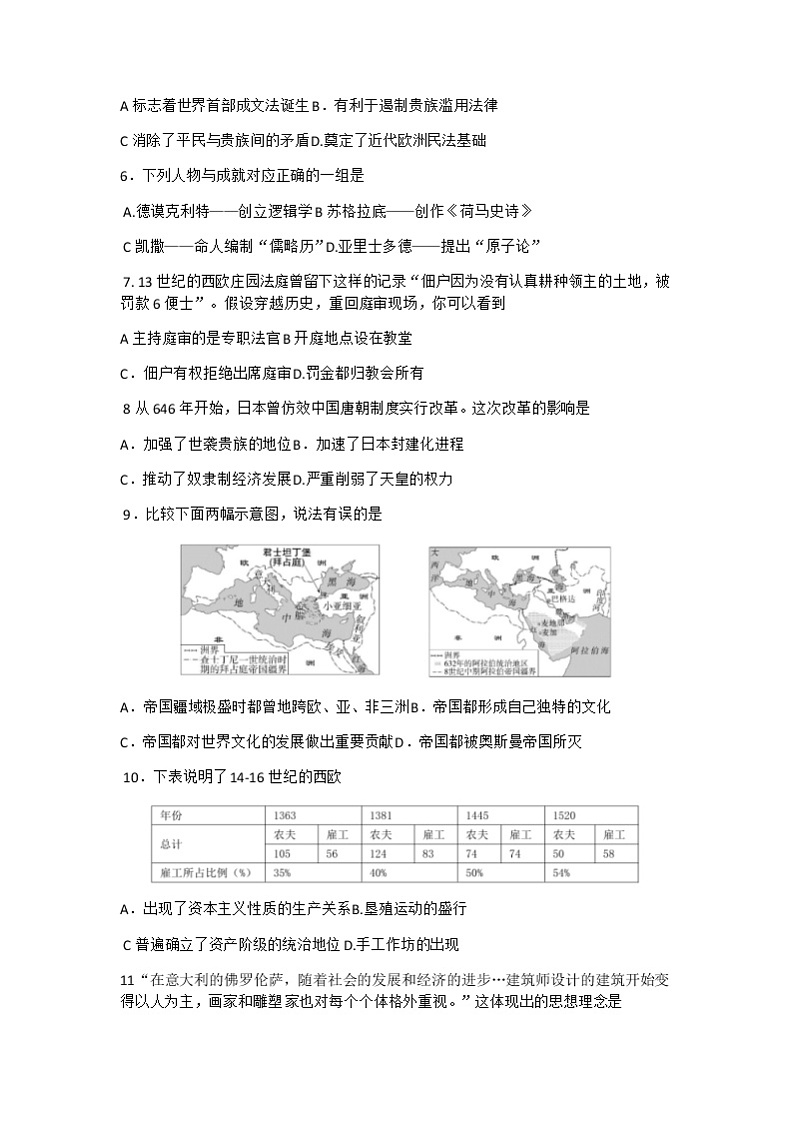 江西省南昌大学附属中学红谷滩分校2022-2023学年九年级上学期期中历史试题02