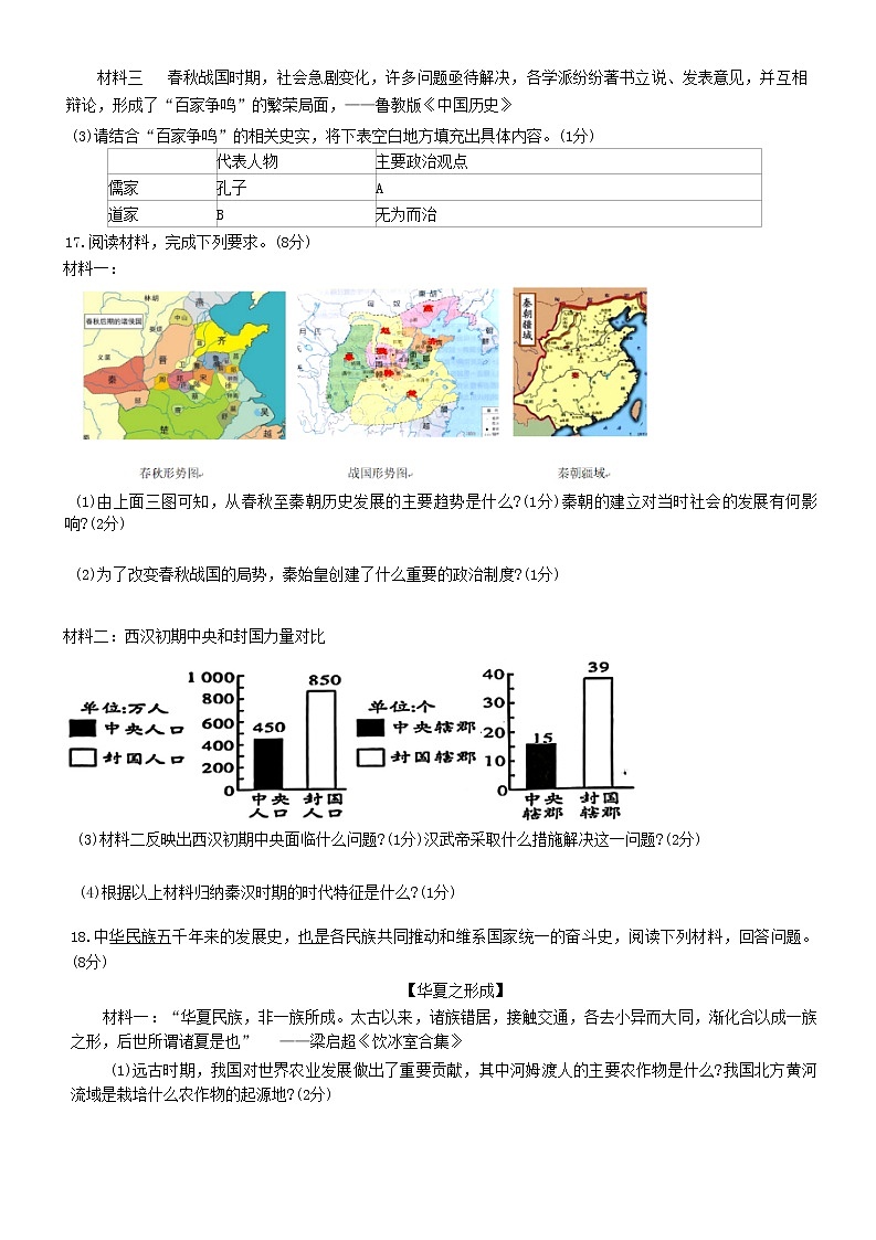 湖北省黄石市黄石港区2022-2023学年七年级上学期期末考试历史试卷(含答案)第3页