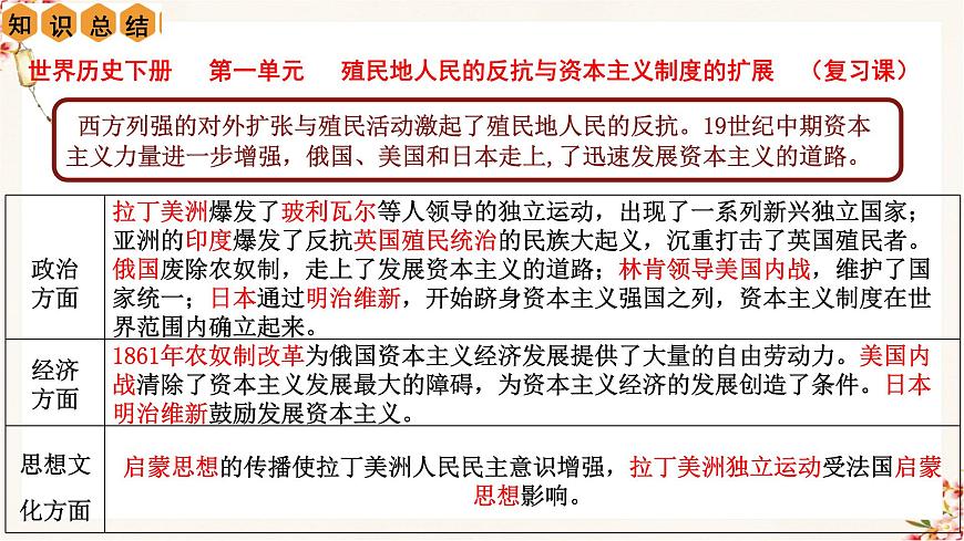 第1單元 殖民地人民的反抗與資本主義制度的擴展【復習課件】九年級歷史下冊同步備課系列（部編版）第4頁