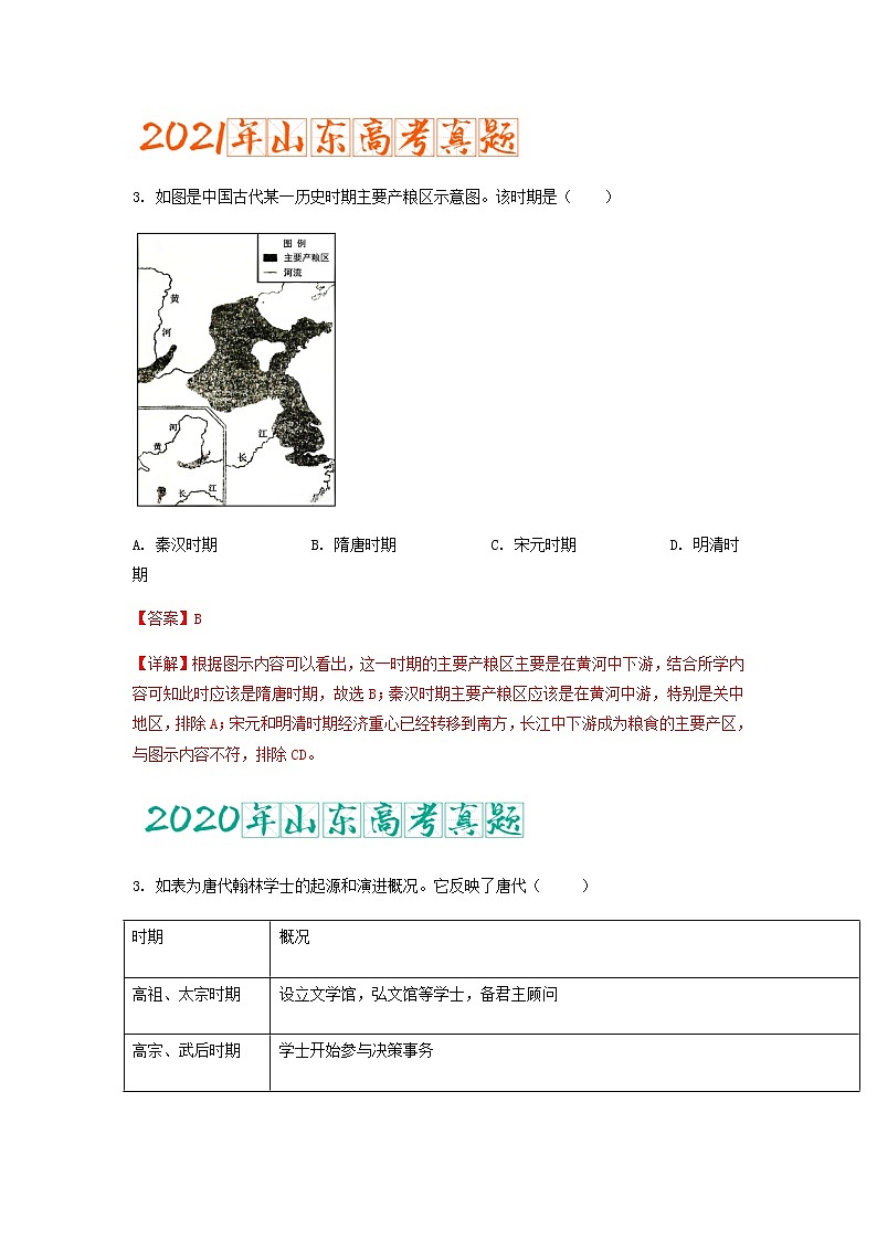 专题04 隋唐和五代十国时期(含答案解析)-备战2023年山东历史新高考【3年真题+1年模考】第3页