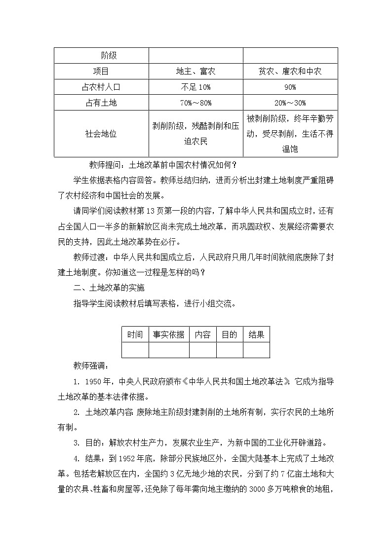 第一单元 中华人民共和国的成立和巩固 第3课 土地改革 课件+教案02