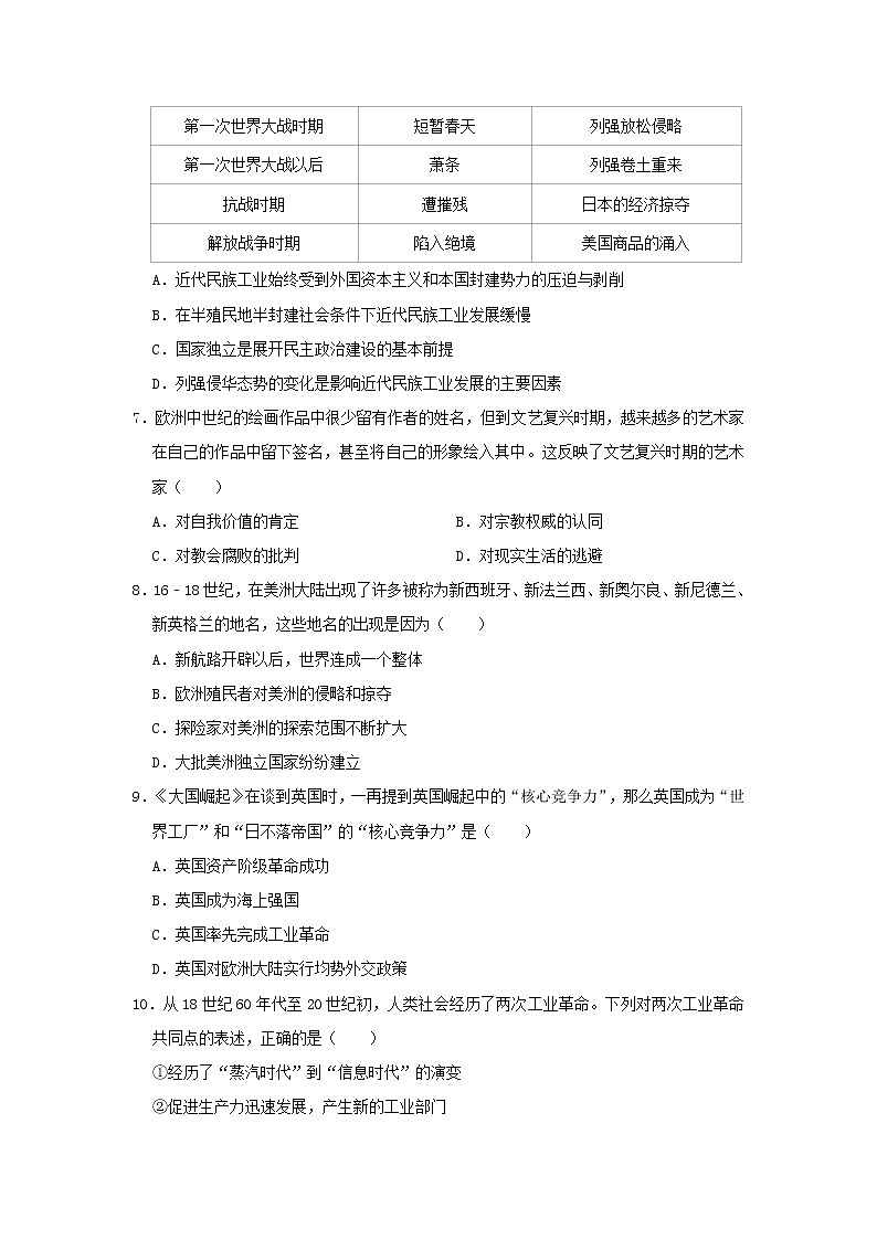 初中历史中考复习 湖北省黄石市大冶市2019年中考历史模拟试卷(3月份)(含解析)第2页