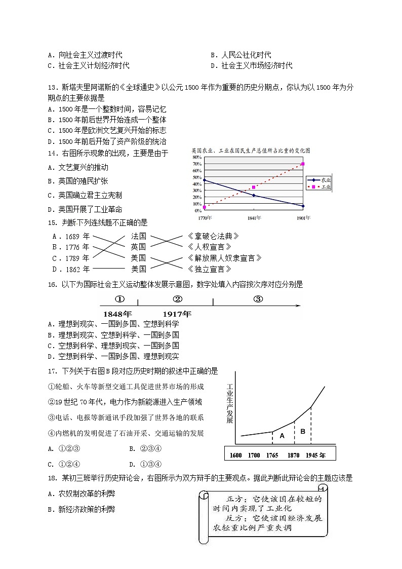 初中历史中考复习 江苏省苏州市2015年中考历史真题试题(含答案)03