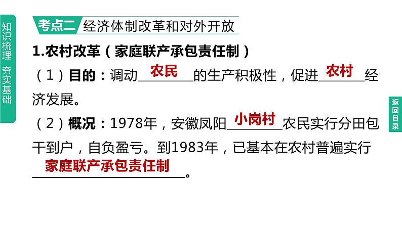 初中历史中考复习 2023年历史中考总复习一轮复习课件:主题18 中国特色社会主义道路第8页