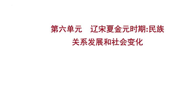 2023年中考历史一轮复习课件:第六单元 辽宋夏金元时期:民族关系发展和社会变化第1页