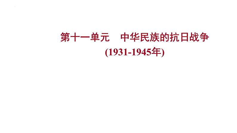 2023年中考历史一轮复习课件:第十一单元 中华民族的抗日战争第1页