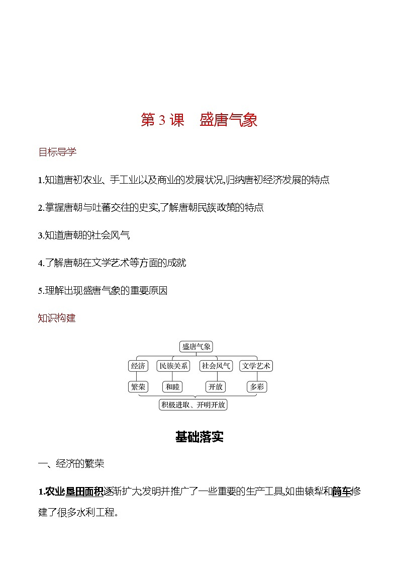 第一单元  第3课 盛唐气象 同步练习 2022-2023学年部编版历史七年级下册01