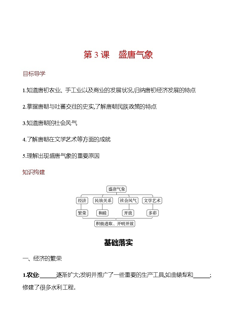 第一单元  第3课 盛唐气象 同步练习 2022-2023学年部编版历史七年级下册01