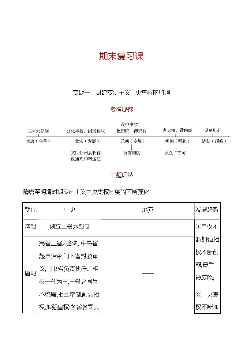 期末复习课 同步练习(学生版) 2022-2023学年部编版历史七年级下册第1页