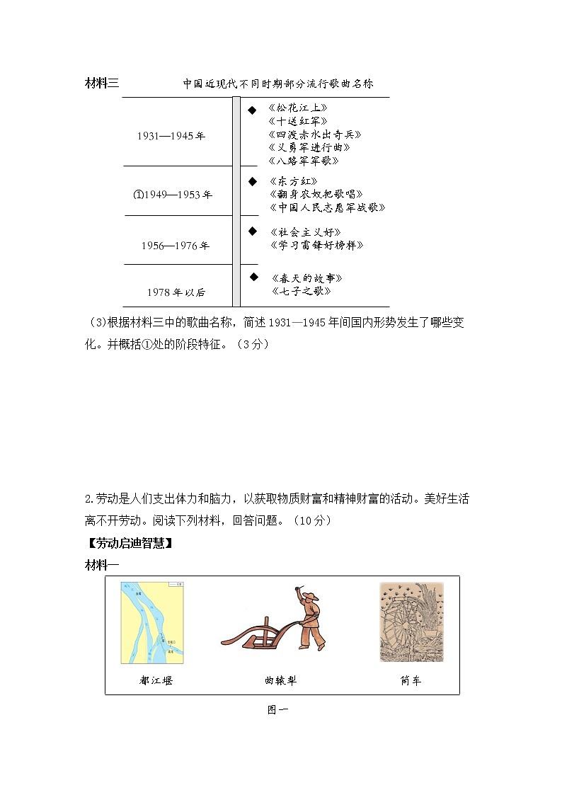 专题十五 五育 试卷(含解析)——【备战2023】中考历史二轮复习专题特训卷02
