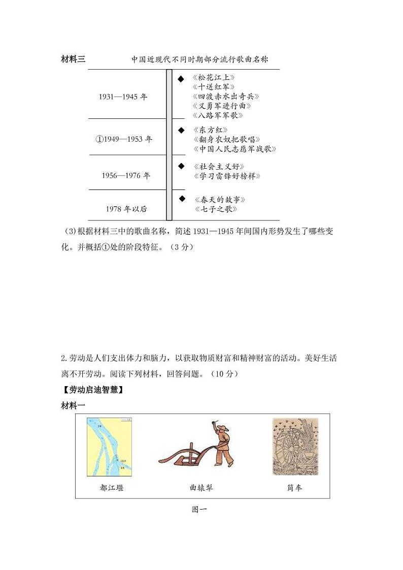 专题十五 五育 试卷(含解析)——【备战2023】中考历史二轮复习专题特训卷02