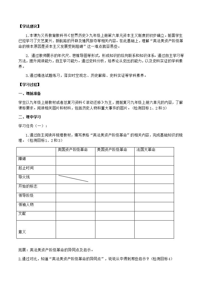 专题02 资本主义制度的初步确立(学历案)-中考历史一轮复习(部编版)第2页