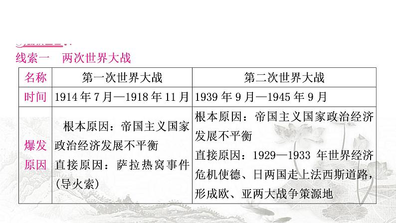 中考历史复习热点专题五两次世界大战和20世纪世界政治格局的演变教学课件第5页