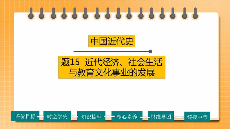 【备考2023】中考历史一轮复习:专题15《 近代经济、社会生活与教育文化事业的发展》(八上)(精品课件+学评案+真题演练)01