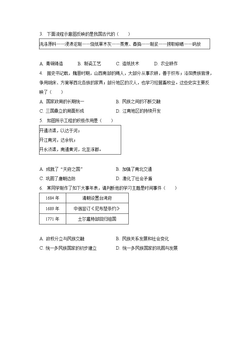 2023年河南省平顶山市宝丰县红星学校等五校中考历史模拟试卷(3月份)(含解析)第2页