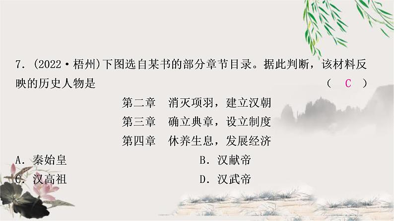 中考历史复习中国古代史第三单元秦汉时期:统一多民族国家的建立和巩固作业课件08