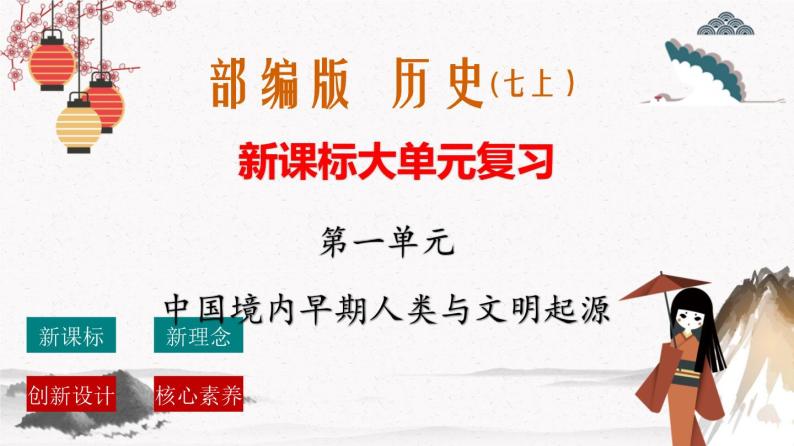 部编版七年级历史上册第一单元 史前时期：中国境内人类的活动与文明的起源 单元复习 课件+单元试卷含解析卷01