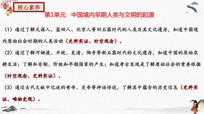 部编版七年级历史上册第一单元 史前时期：中国境内人类的活动与文明的起源 单元复习 课件+单元试卷含解析卷06