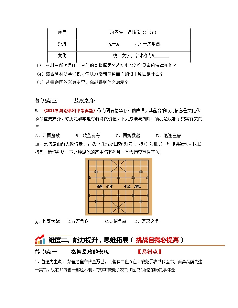 部编版七年级历史上册第10课 秦末农民大起义 课件(含视频)+教案+素材+背记要点清单+同步分层作业含解析卷03