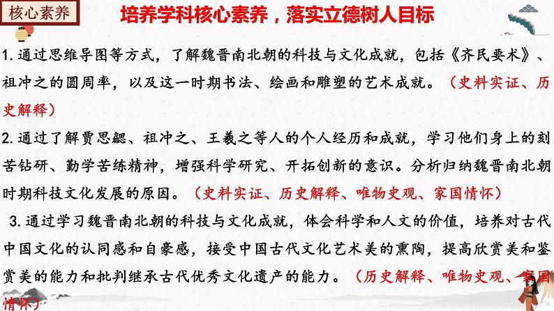 部编版七年级历史上册第20课 魏晋南北朝的科技与文化 课件(含视频)+教案+素材+背记要点清单+同步分层作业含解析卷04