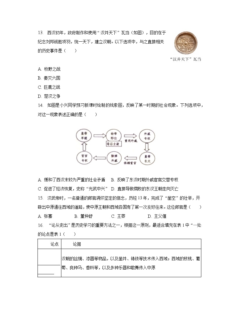 2022-2023学年云南省昆明市官渡区七年级（上）期末历史试卷（含解析）03