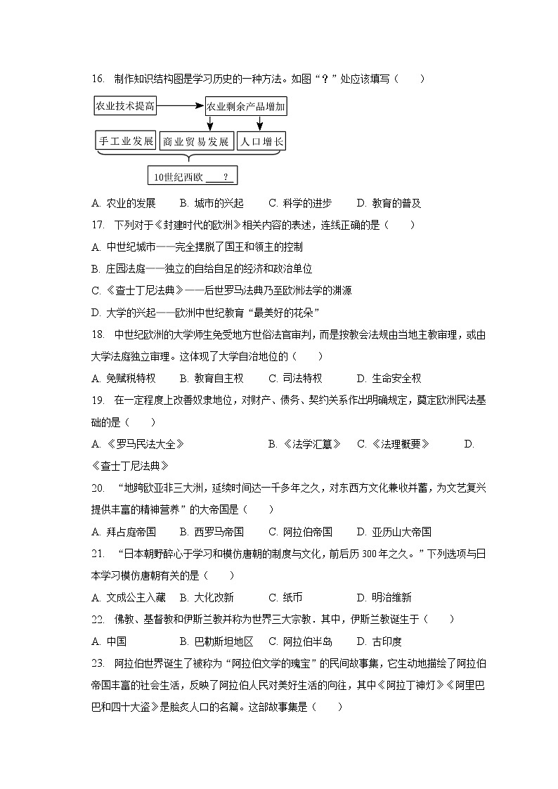 2023年福建省泉州市晋江市磁灶中学中考历史第一次段考试卷(含解析)第3页