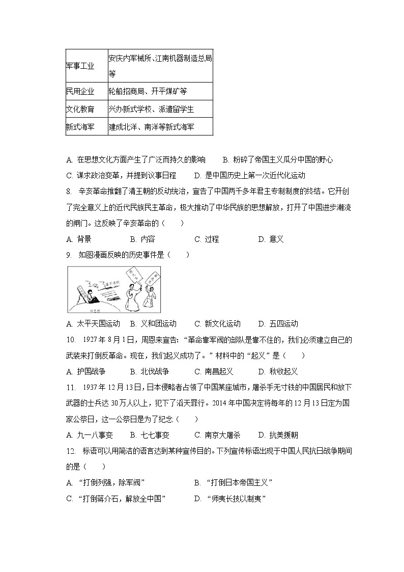 2023年云南省临沧市耿马县中考历史一模试卷(含解析)第2页