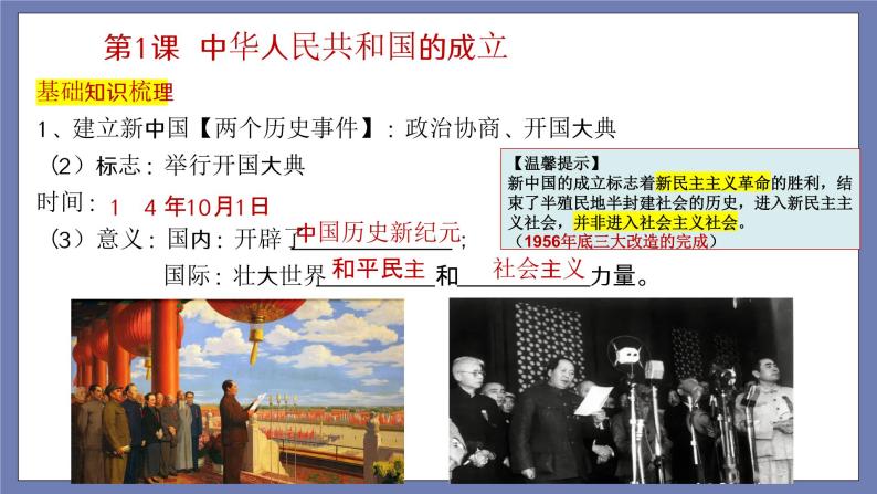 第一单元  中华人民共和国的成立和巩固【知识梳理】——2022-2023学年部编版历史八年级下册单元综合复习课件PPT06