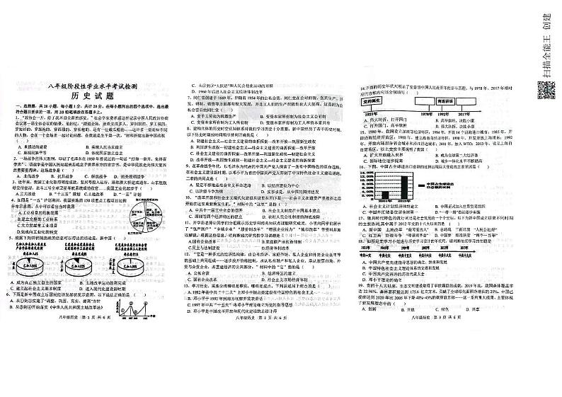 山东省菏泽市牡丹区实验中学2022-2023学年部编版八年级下学期历史期中考试题01