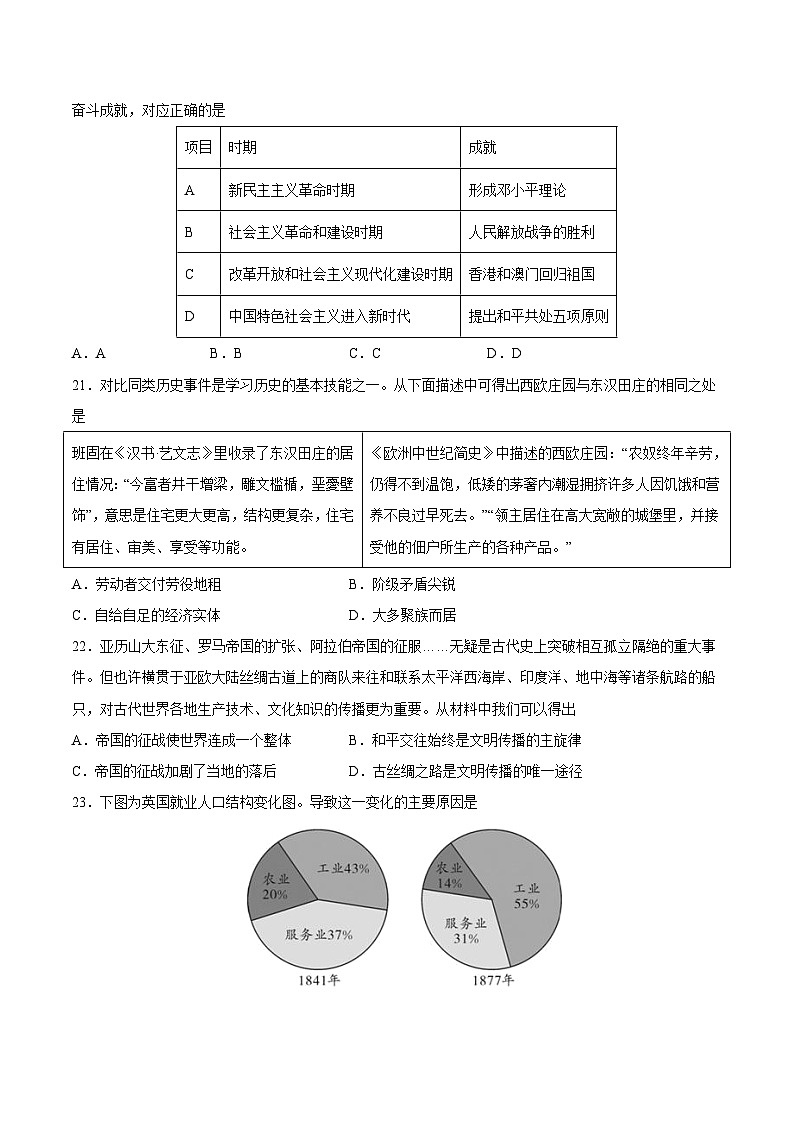 历史(贵州贵阳卷)-【试题猜想】2023年中考考前最后一卷(考试版+答题卡+全解全析+参考答案)03