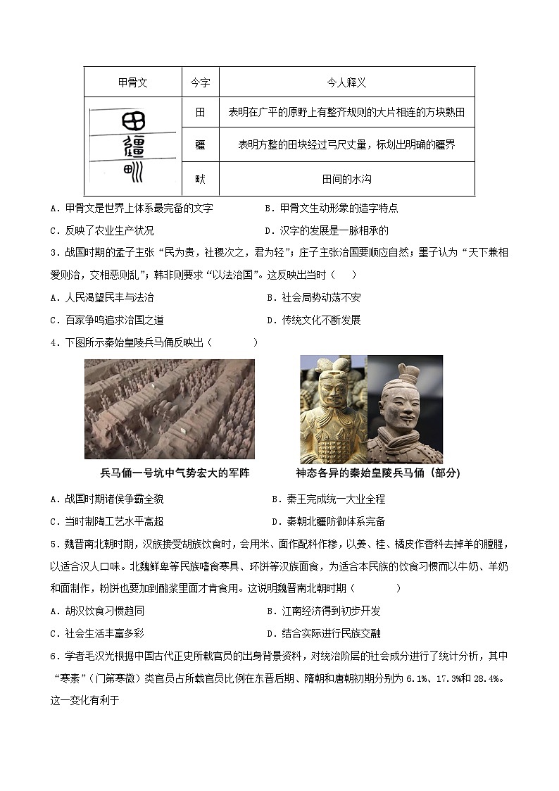 2023年中考考前最后一卷:历史(广东深圳卷)(考试版)第2页