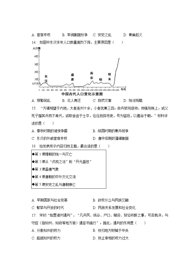 2022-2023学年广东省广州市天河区七年级（下）期中历史试卷（含解析）03