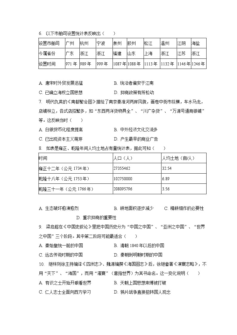 2023年广东省汕头市金平区中考历史质检试卷(含解析)第2页