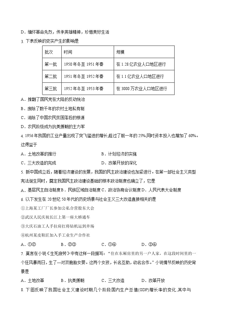 历史01卷（江苏南京专用）——2022-2023学年八年级下学期期末模拟卷02