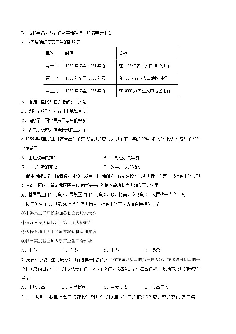 历史01卷(江苏南京专用)——2022-2023学年八年级下学期期末模拟卷02