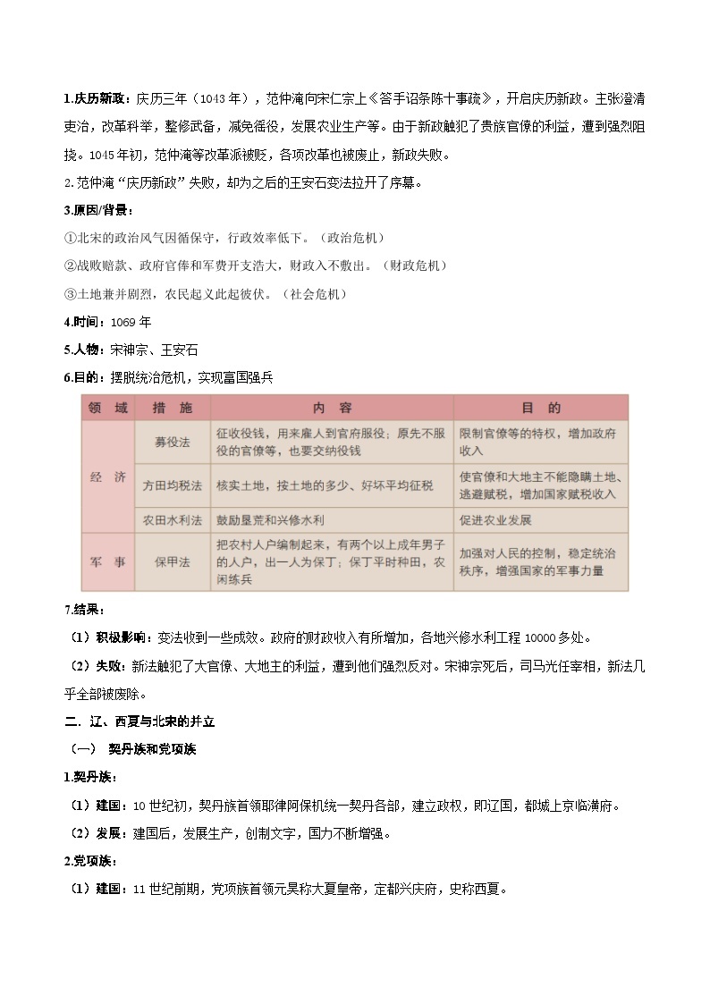 【期末复习】第二单元  辽宋夏金元时期：民族关系发展和社会变化——七年级历史下学期知识点梳理（部编版）02