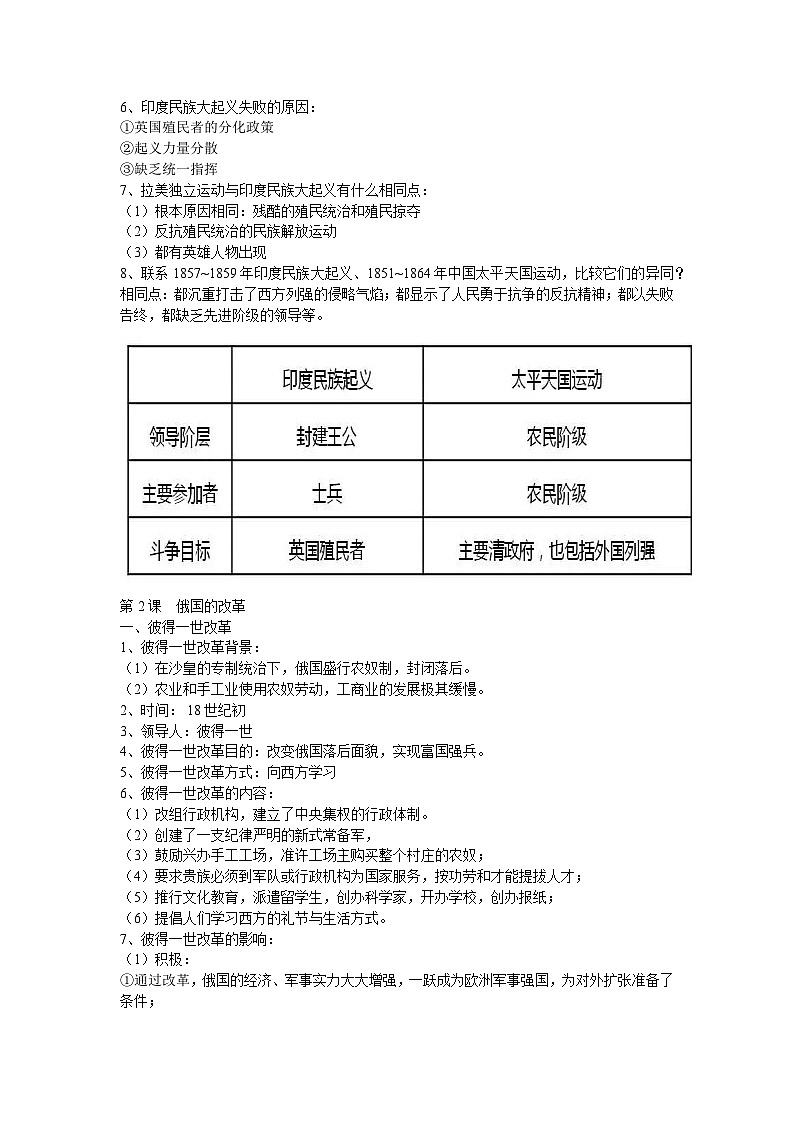 2022---2023學(xué)年度九年級(jí)歷史下冊(cè)知識(shí)匯總復(fù)習(xí)提綱第2頁(yè)