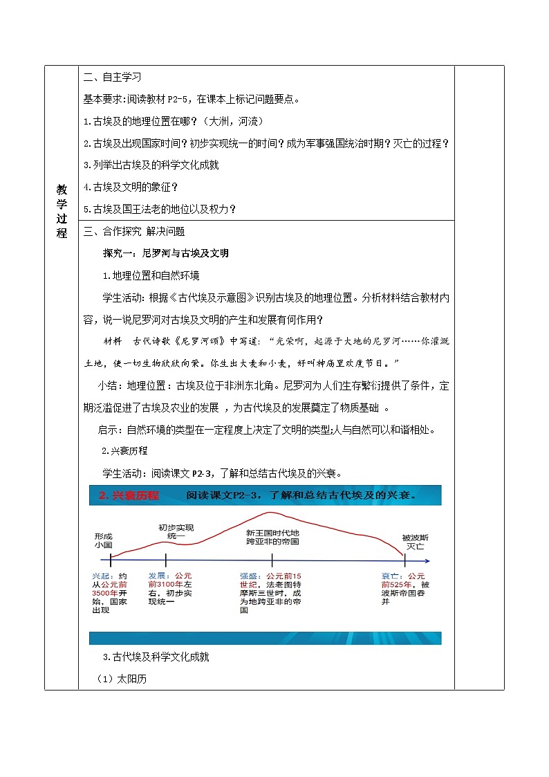 1.1 古代埃及教学设计-2023-2024学年部编版九年级世界历史上册第2页