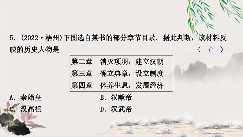中考历史复习中国古代史第三单元秦汉时期:统一多民族国家的建立和巩固作业课件06