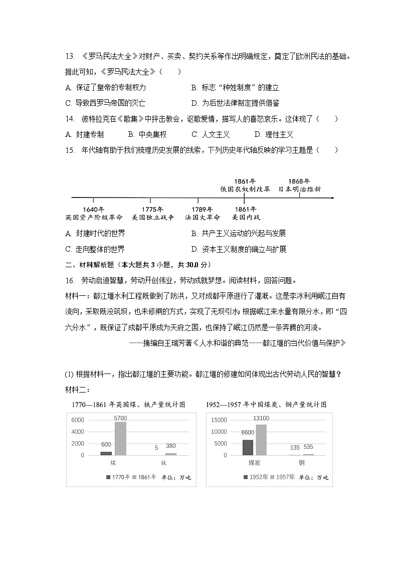 2023年广西南宁市青秀区天桃实验学校中考历史模拟样卷(含解析)03