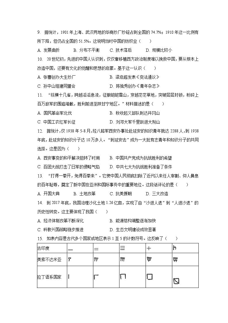 2023年河南省中考历史试卷(含解析)第2页