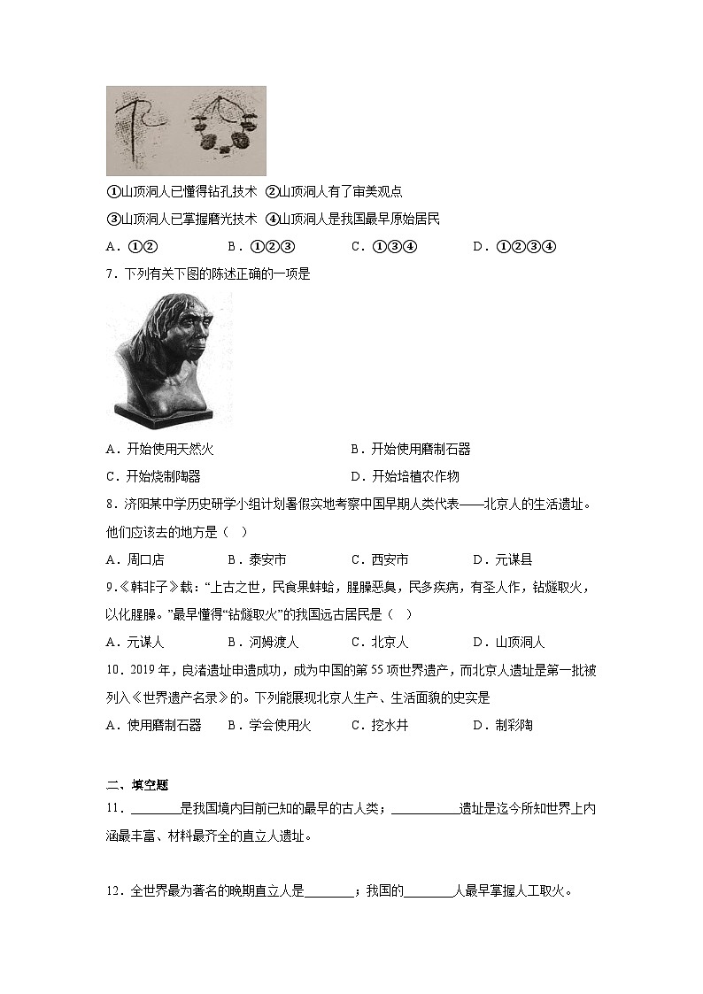 1.中国境内早期人类的代表——北京人暑假预习部编版历史七年级上册第2页