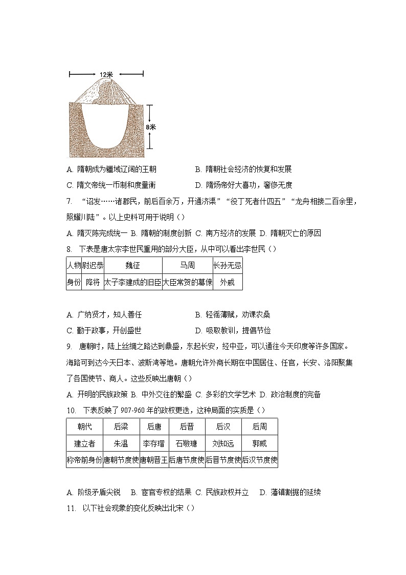 2022-2023学年北京市朝阳区七年级(下)期末考试历史试卷(含解析)第2页