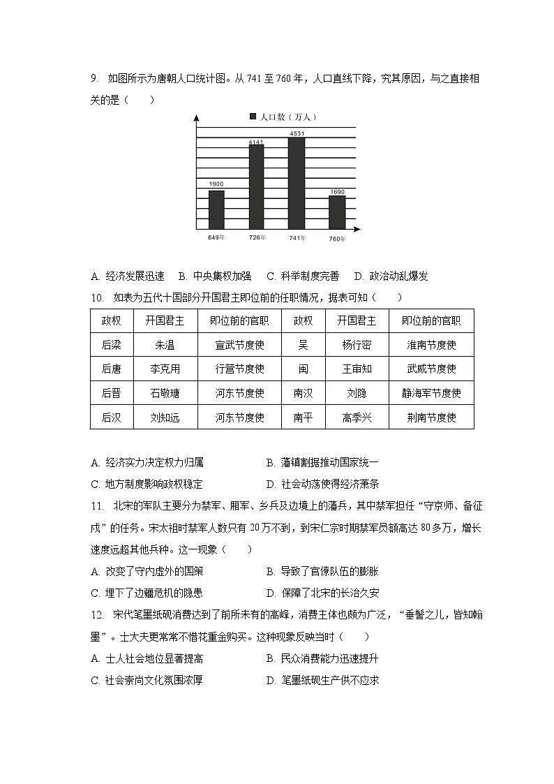2022-2023学年广东省中山一中教育集团八校联考七年级(下)期中历史试卷(含解析)第3页