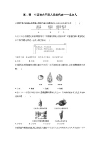 初中历史人教部编版七年级上册第一单元 史前时期：中国境内早期人类与文明的起源第一课 中国境内早期人类的代表—北京人课后作业题