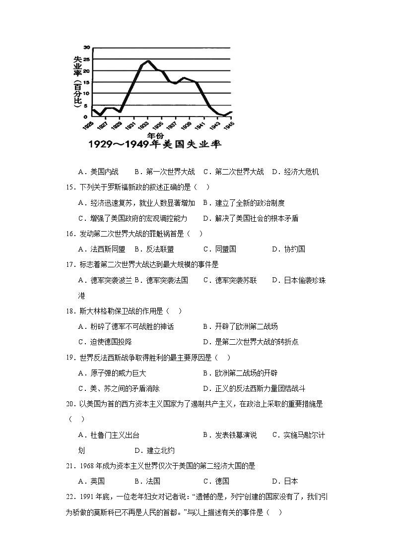 2023年辽宁省铁岭市开原市中考一模历史试题(含解析)03